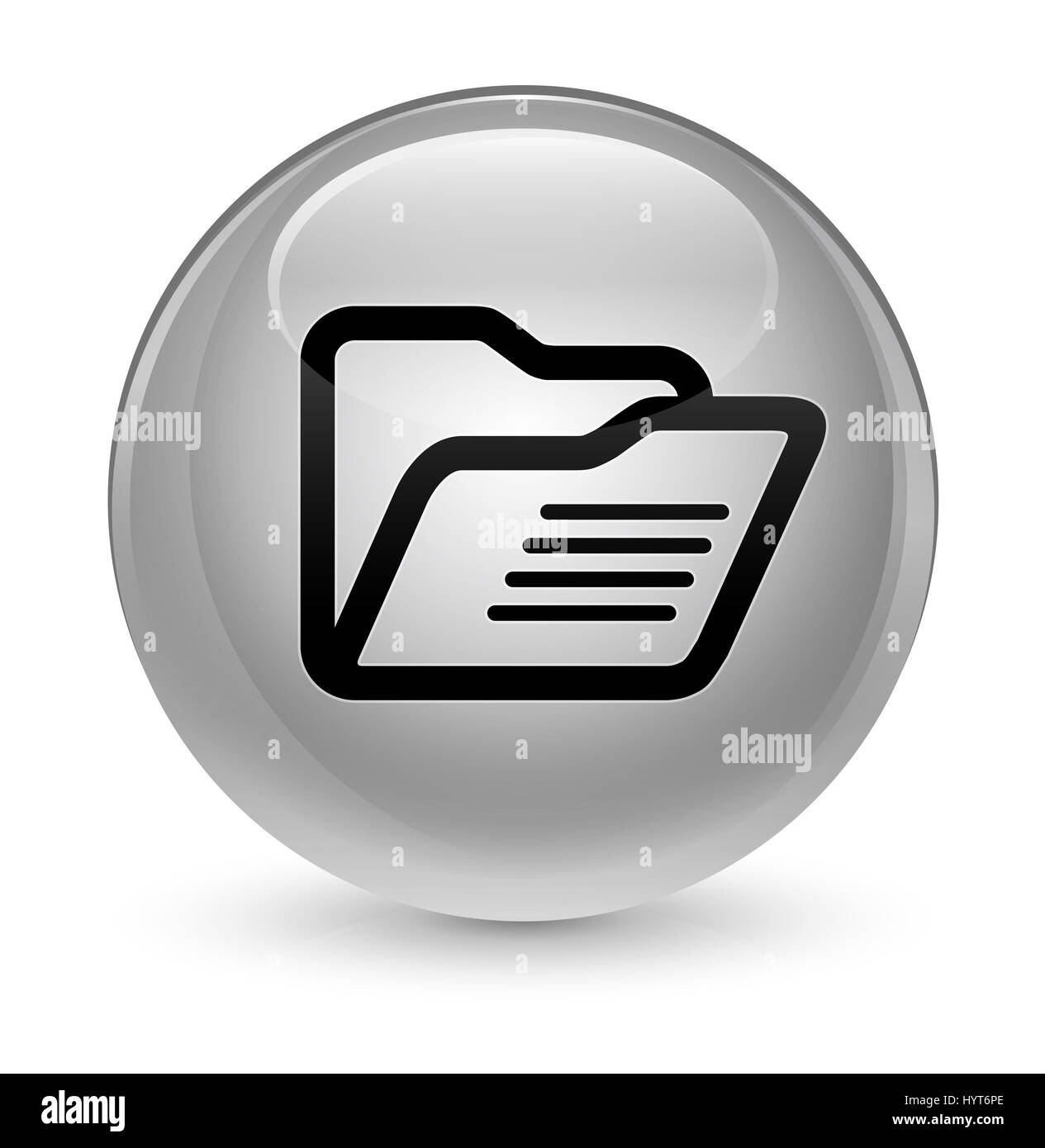 Icône de dossier isolé sur blanc vitreux bouton rond abstract illustration Banque D'Images