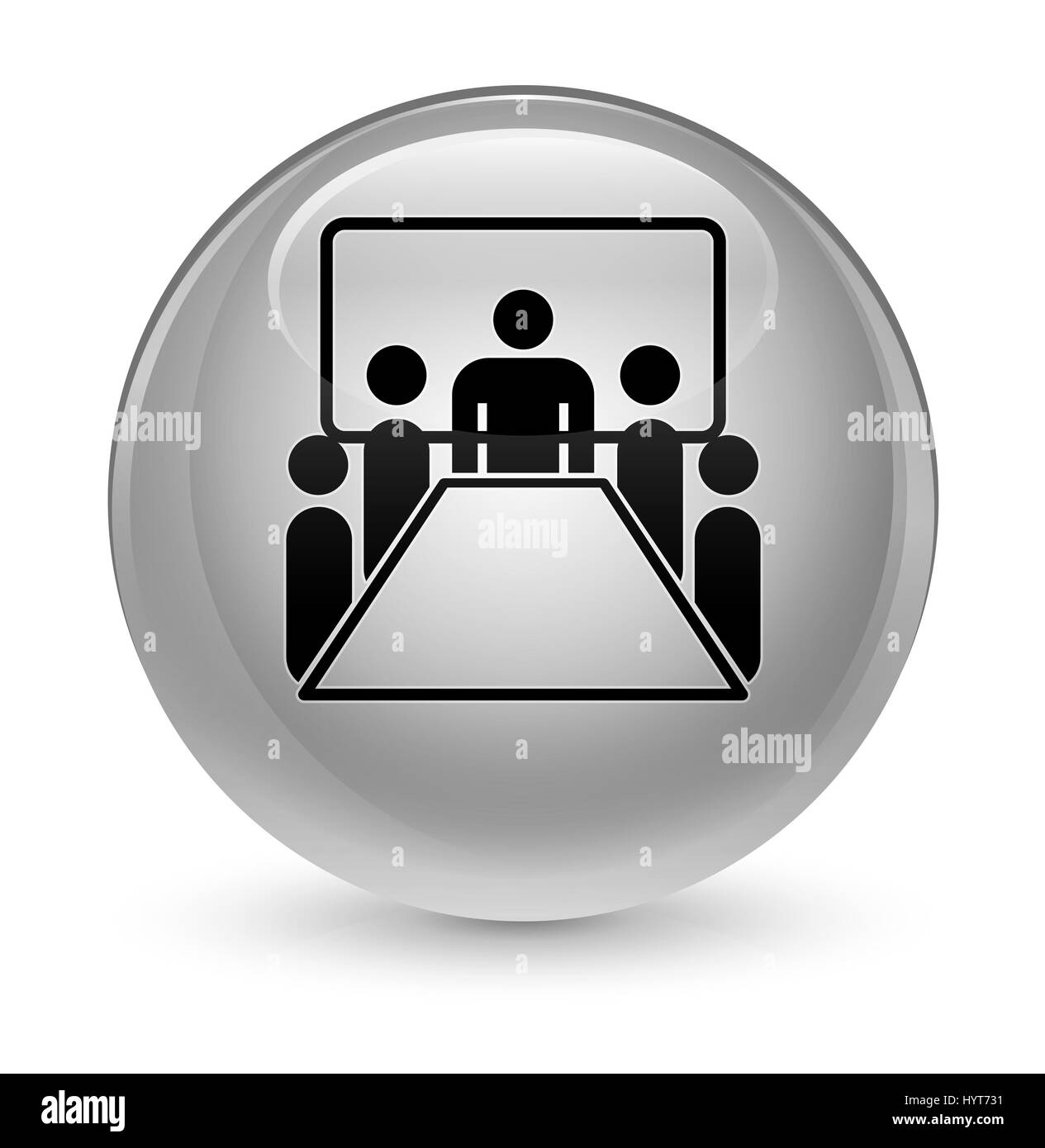 Salle de réunion isolé sur l'icône bouton rond blanc vitreux abstract illustration Banque D'Images