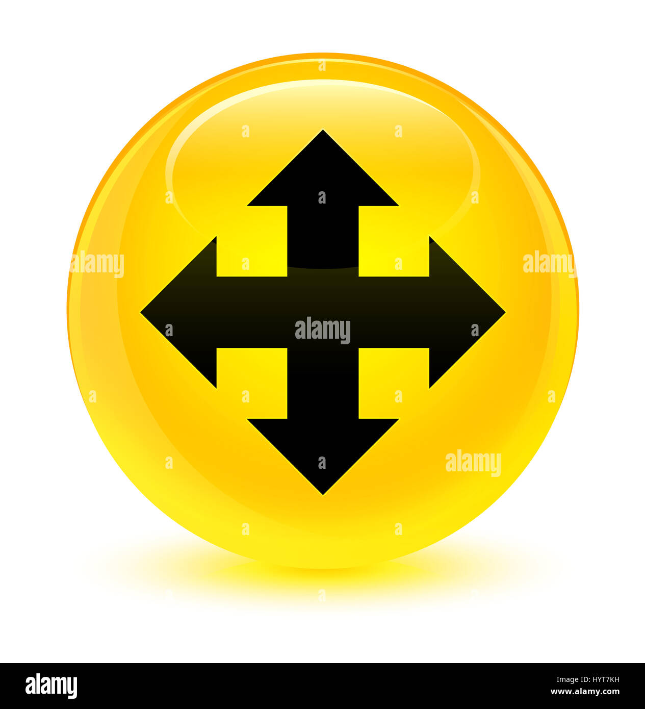 L'icône Déplacer isolé sur bouton rond jaune vitreux abstract illustration Banque D'Images