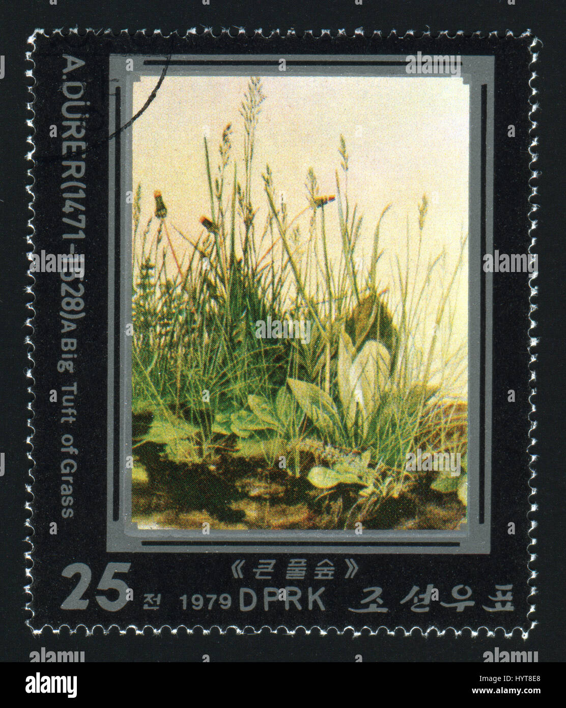 La CORÉE DU NORD - circa 1979 : un post de timbres en Corée du Nord montre une grosse touffe d'herbe par Albrecht durer, vers 1979 Banque D'Images