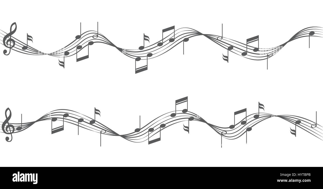 Notes de musique sur des portées Illustration de Vecteur