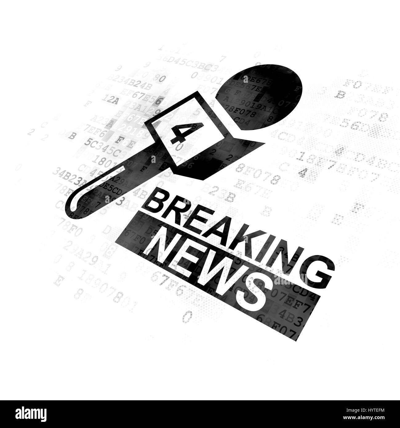 News concept : Breaking News et le microphone sur l'arrière-plan numérique Banque D'Images