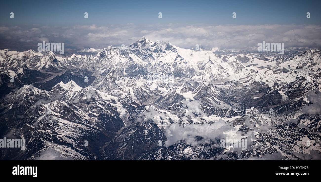 Vue aérienne, le mont Everest Banque D'Images