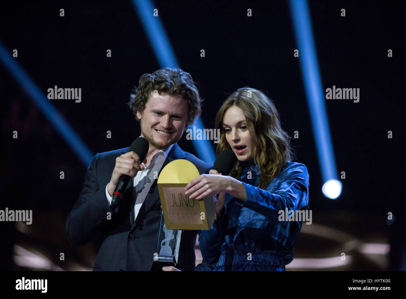 Nathan et Michelle Mylett Dayles de Leterkenny présents à la remise des Prix Juno 2017. Banque D'Images