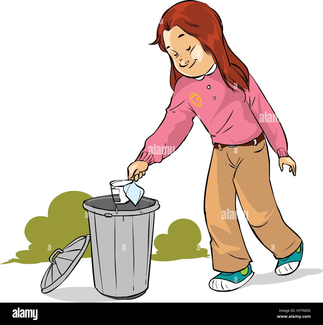 Vector illustration d'un les enfants jeter les ordures Image Vectorielle  Stock - Alamy