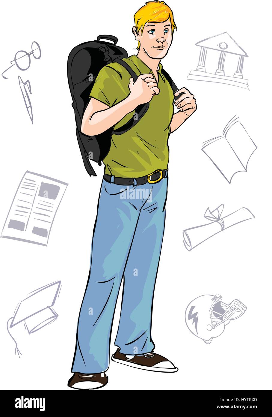 Vector illustration d'un jeune étudiant Illustration de Vecteur
