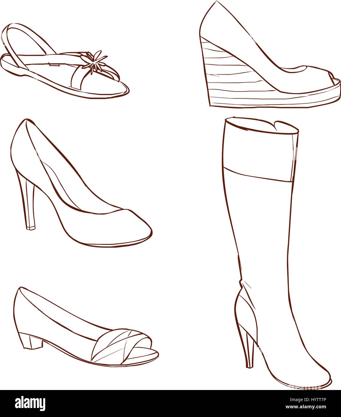 Vector illustration d'une couleur de chaussures pour femmes Illustration de Vecteur