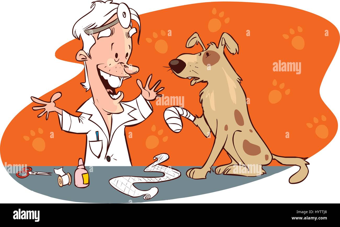 Vector illustration d'un vétérinaire et de chien mignon Illustration de Vecteur