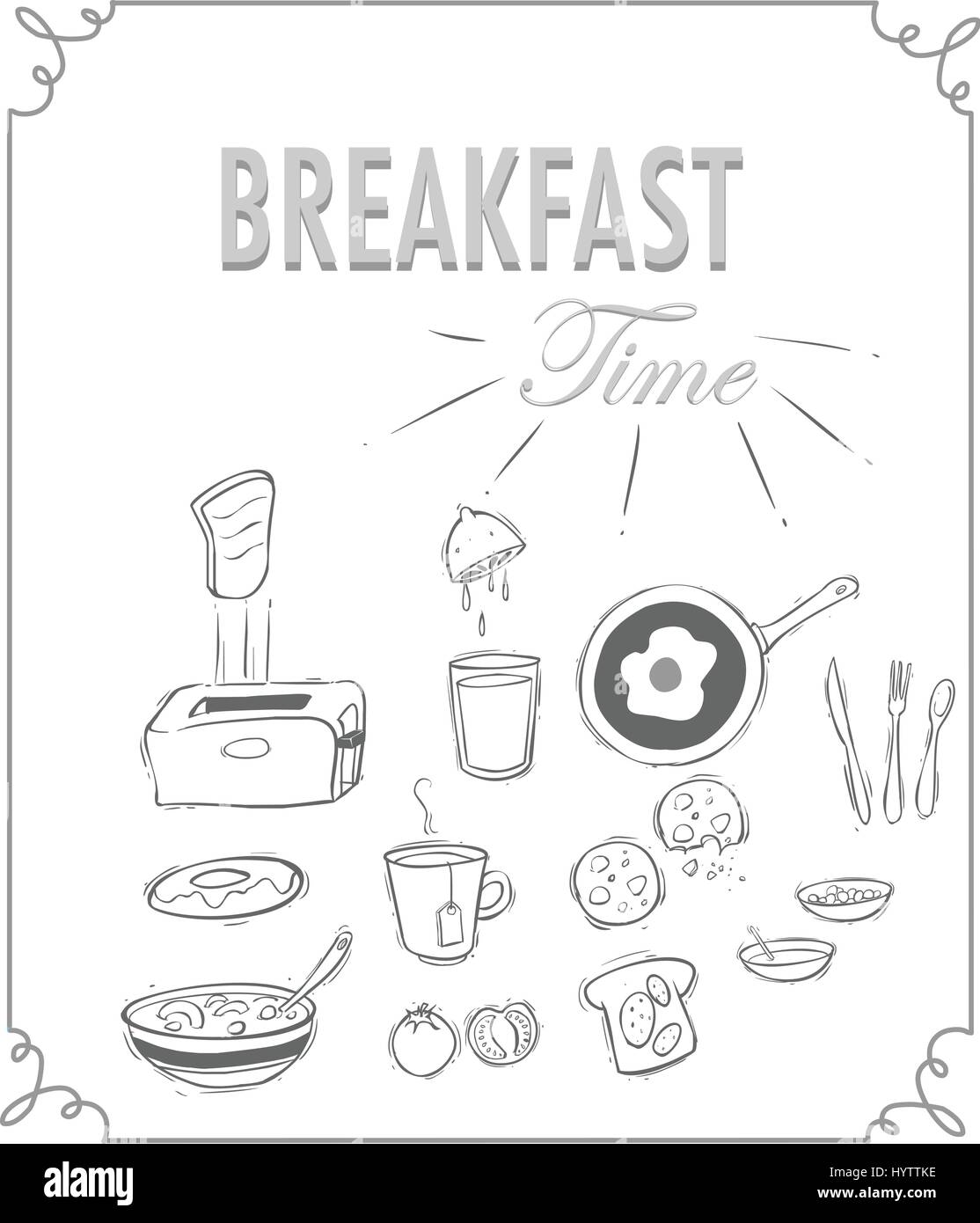 Fond blanc vector illustration d'un petit-déjeuner Illustration de Vecteur