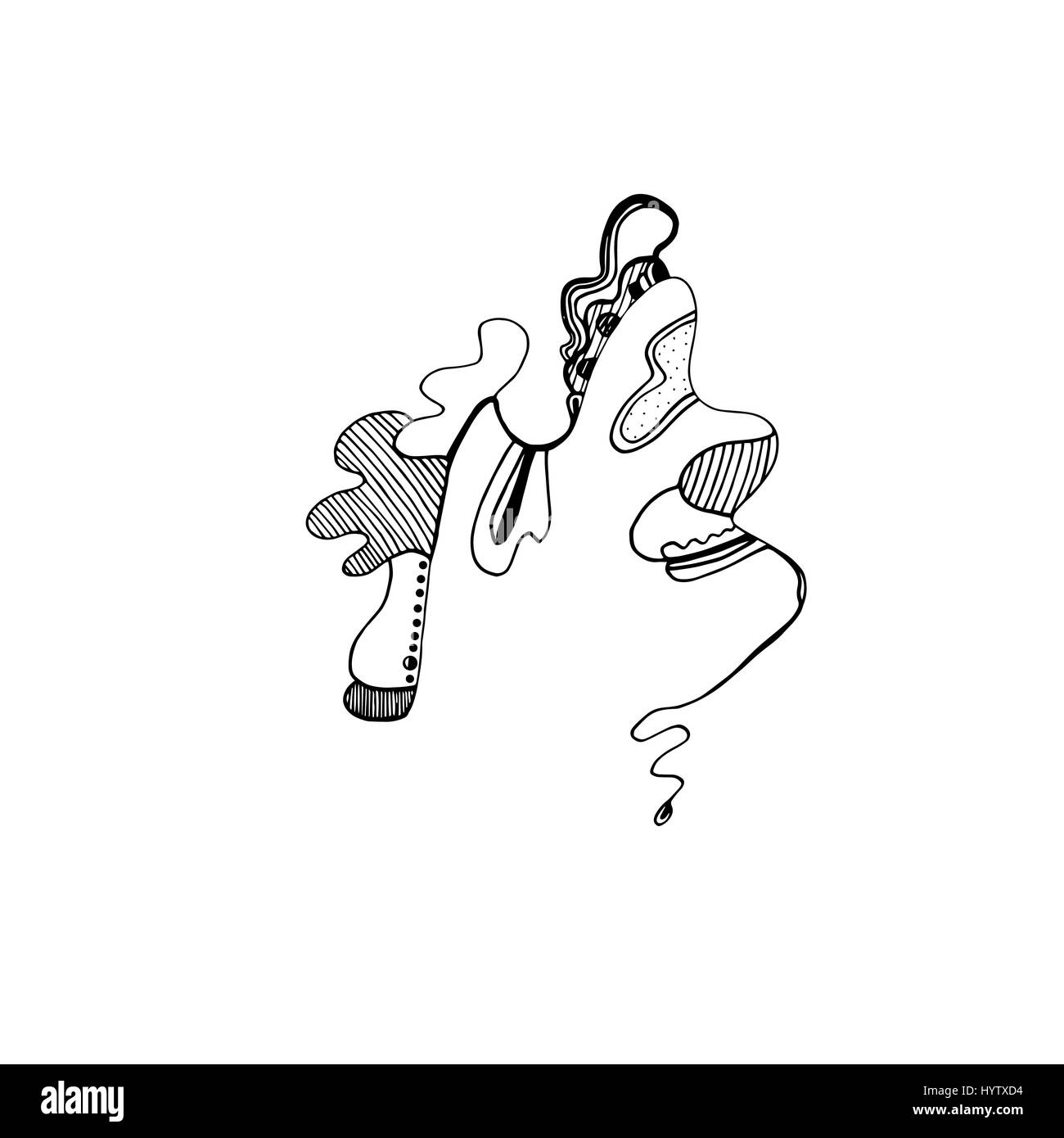 Résumé Portrait créatif de clown noir et blanc Illustration de Vecteur