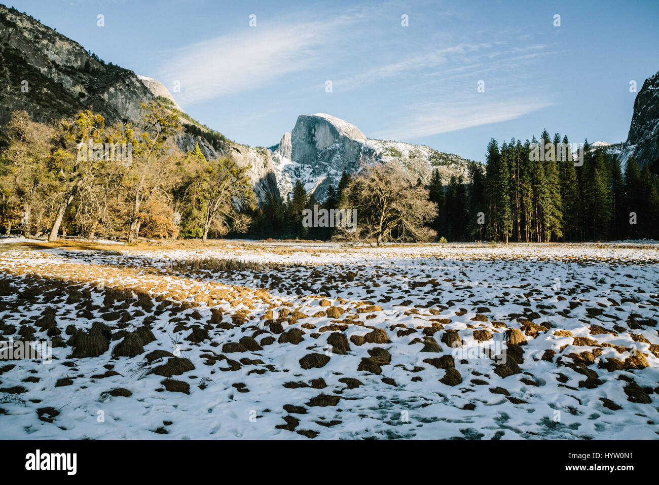 Vue sur la vallée de Yosemite Half Dome à, California, USA Banque D'Images