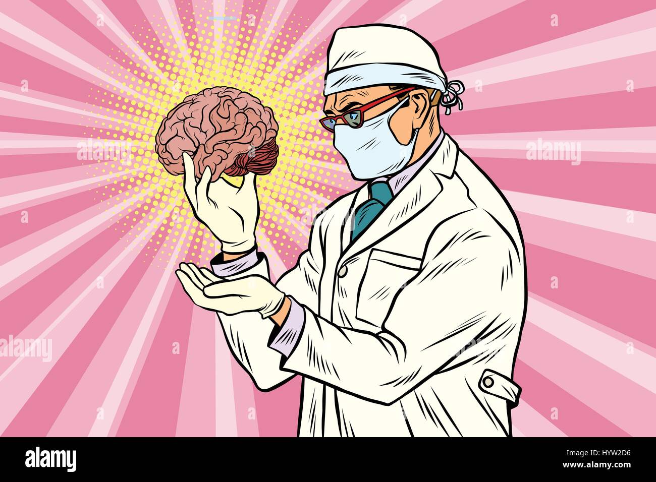 Médecin et chirurgien du cerveau humain Illustration de Vecteur
