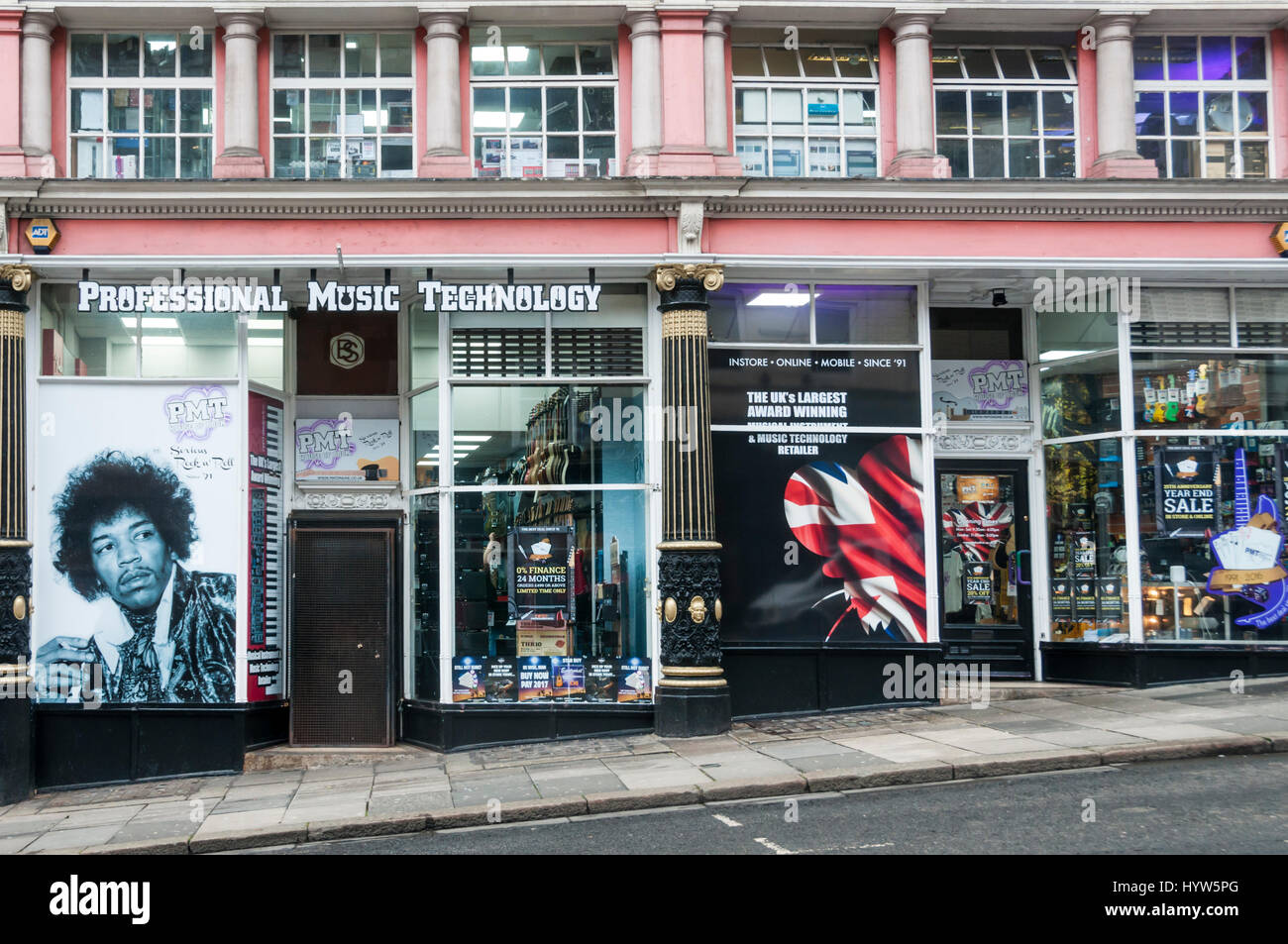 La technologie de musique professionnels boutique sur Dean Street, Newcastle. Banque D'Images