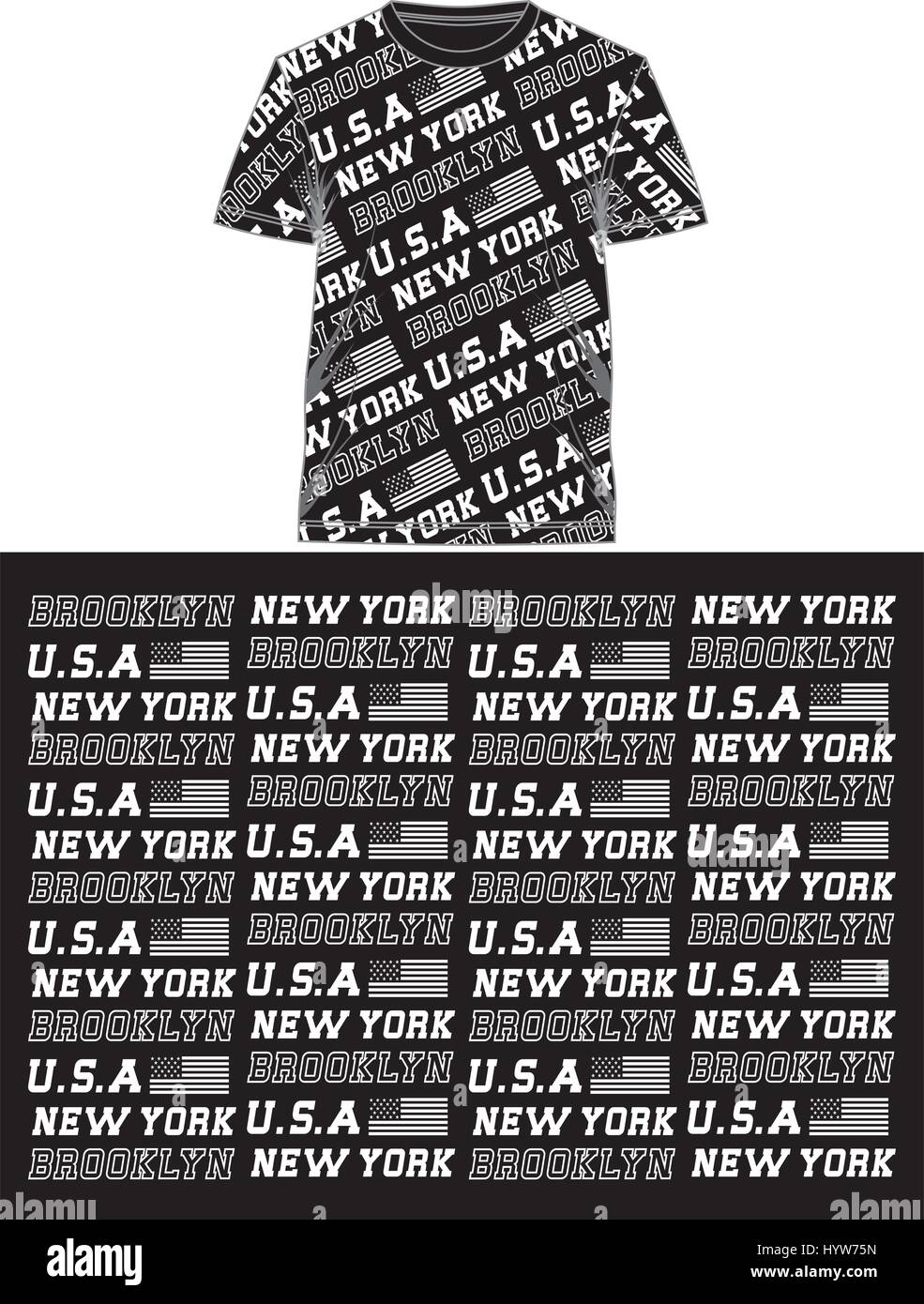 T shirt couleur d'impression complet new york Brooklyn, vecteur. Illustration de Vecteur