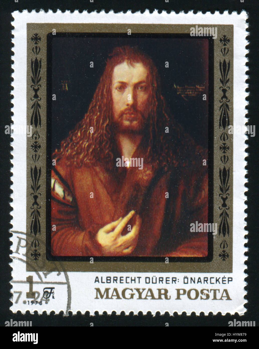 Hongrie - circa 1978 : un timbre-poste imprimé dans la Hongrie montre peinture Albrecht durer l'Alte Pinakothek de Munich, vers 1978 Banque D'Images Hongrie - circa 1978 : un timbre-poste imprimé dans la Hongrie montre peinture Albrecht durer l'Alte Pinakothek de Munich, vers 1978 Banque D'Images