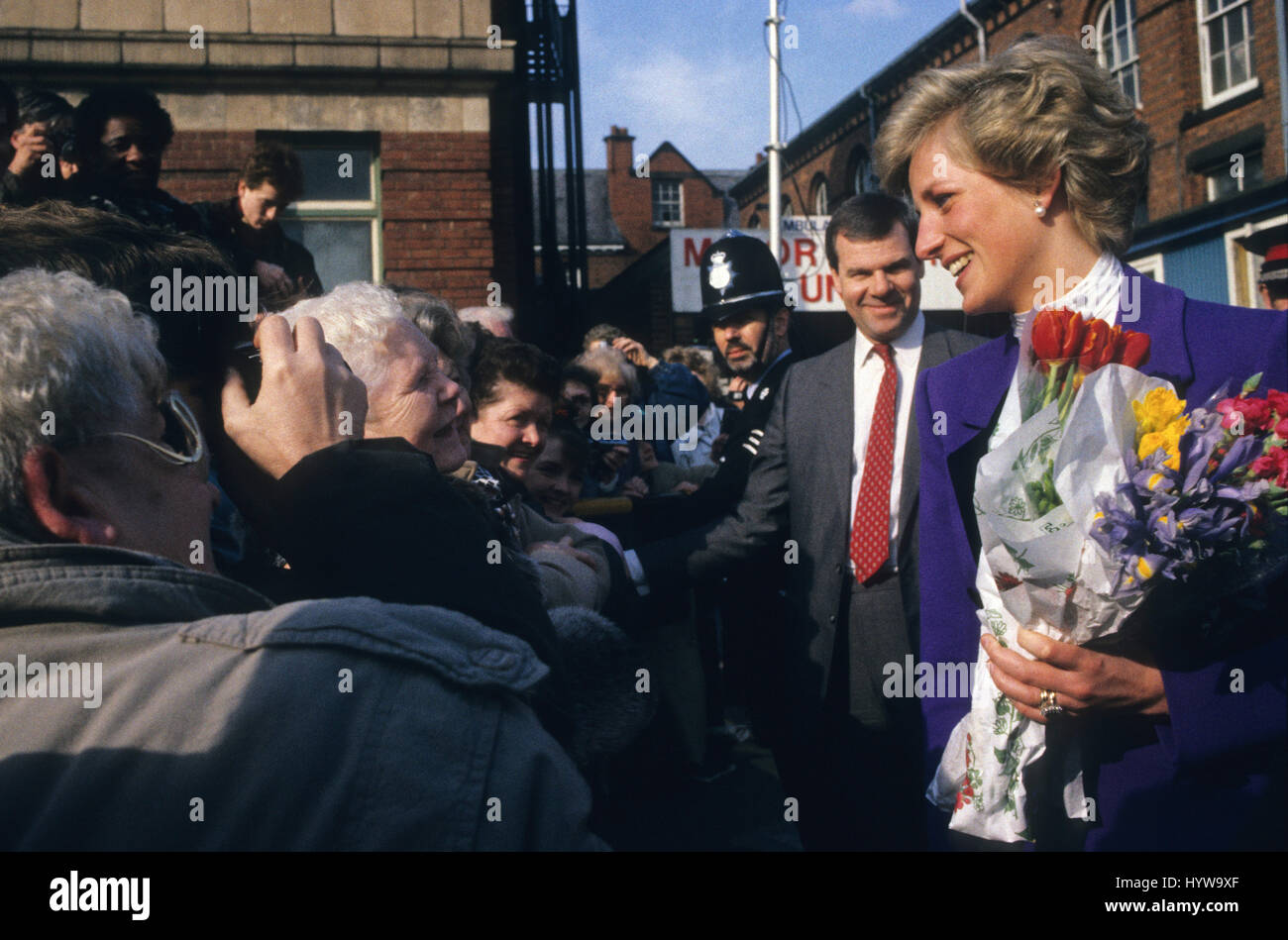 La princesse Diana visites Birmingham Hôpital pour enfants 7 Mars 1990 Banque D'Images