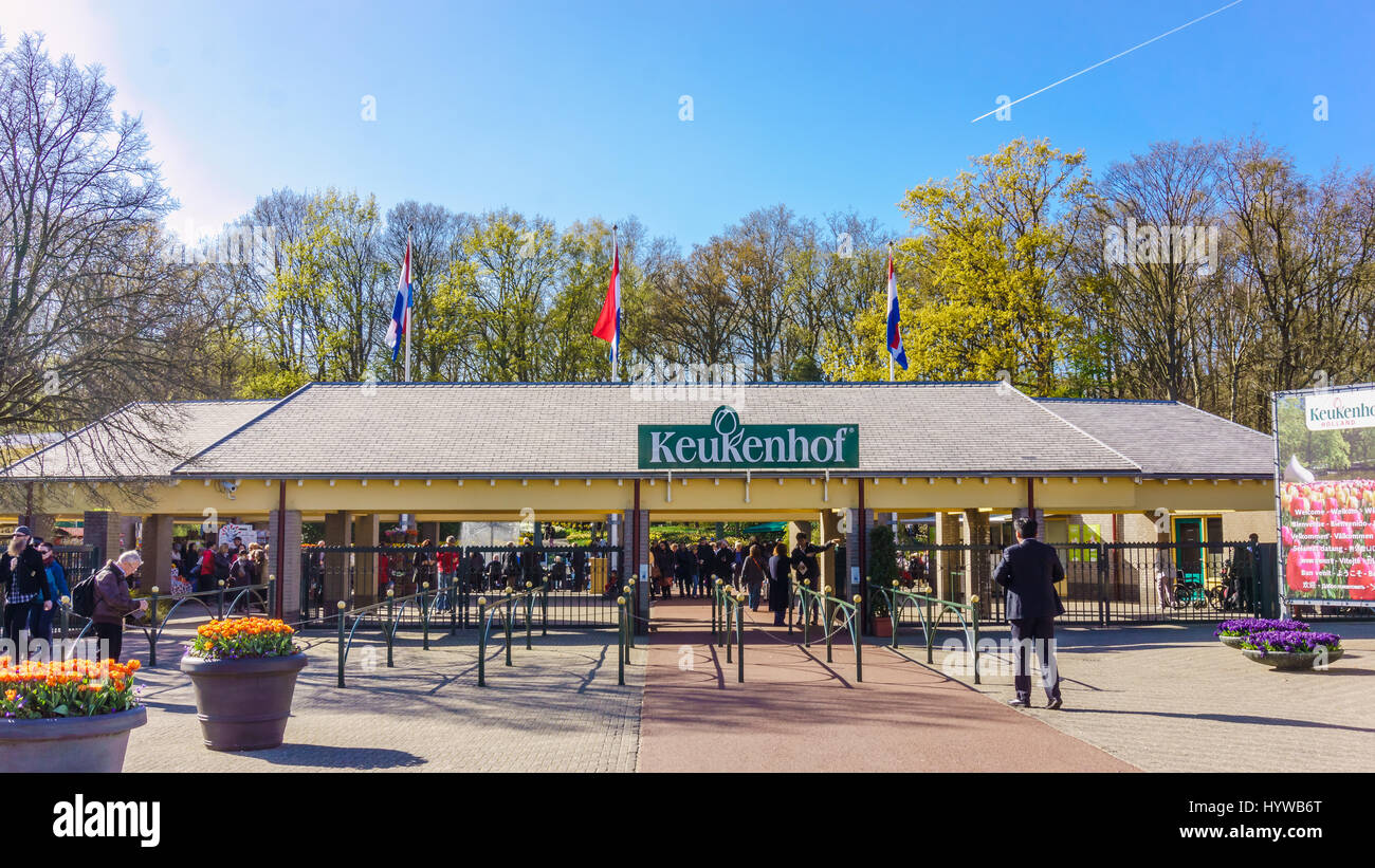 LISSE, Pays-Bas - 16 avril 2016 : Parc floral de Keukenhof, lisse, aux Pays-Bas. Keukenhof est le plus grand jardin fleuri avec 7 millions de flow Banque D'Images