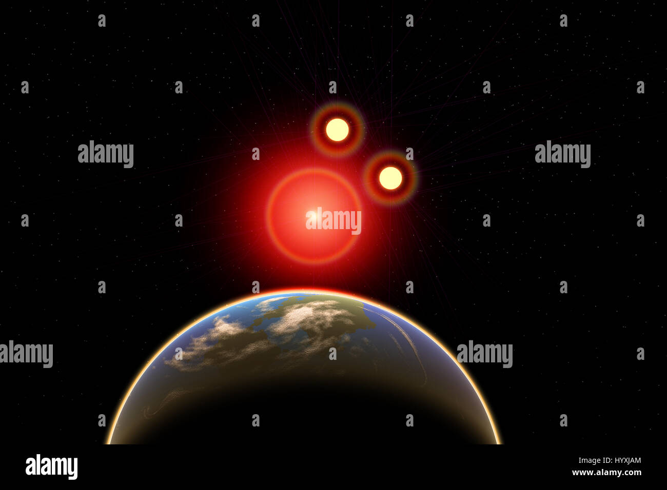 Exoplanète Proxima du Centaure B , en orbite autour de l'étoile naine rouge Proxima Centauri , partie de l'Alpha Centauri Système d'Étoile binaire Banque D'Images