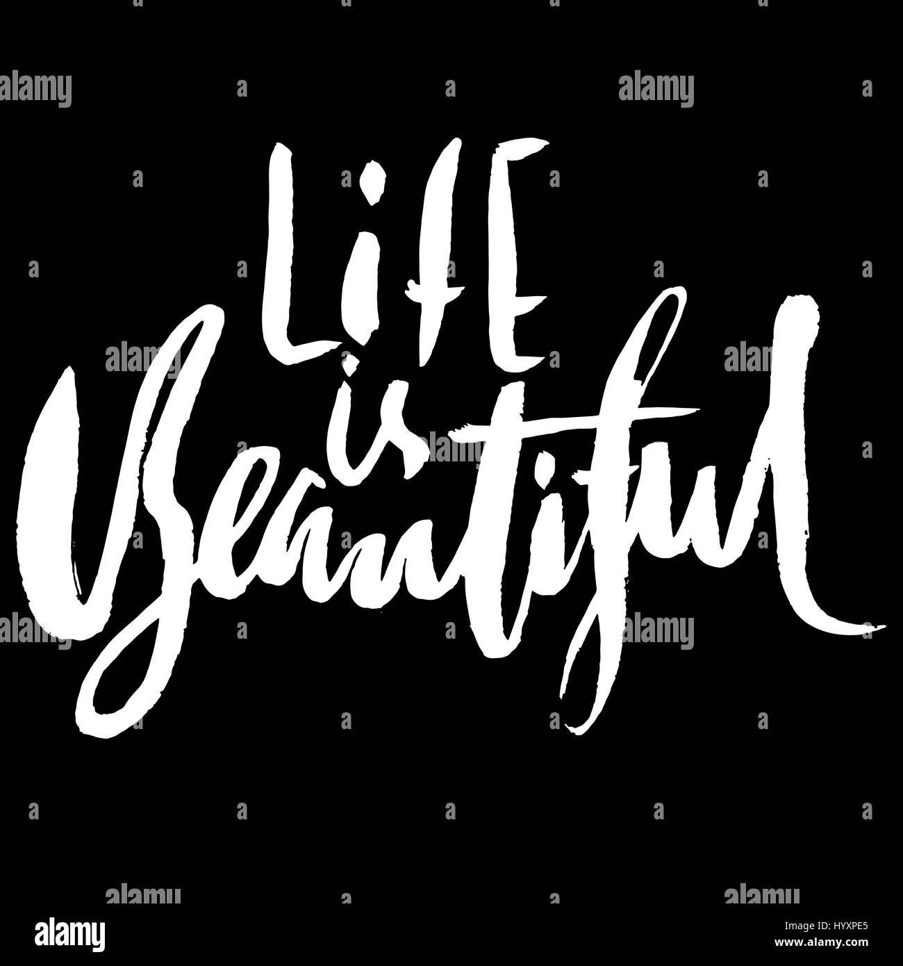 La vie est belle. Lettrage dessiné à la main. Typographie moderne vecteur bannière. Inscription manuscrite grunge brosse sèche. Illustration de Vecteur