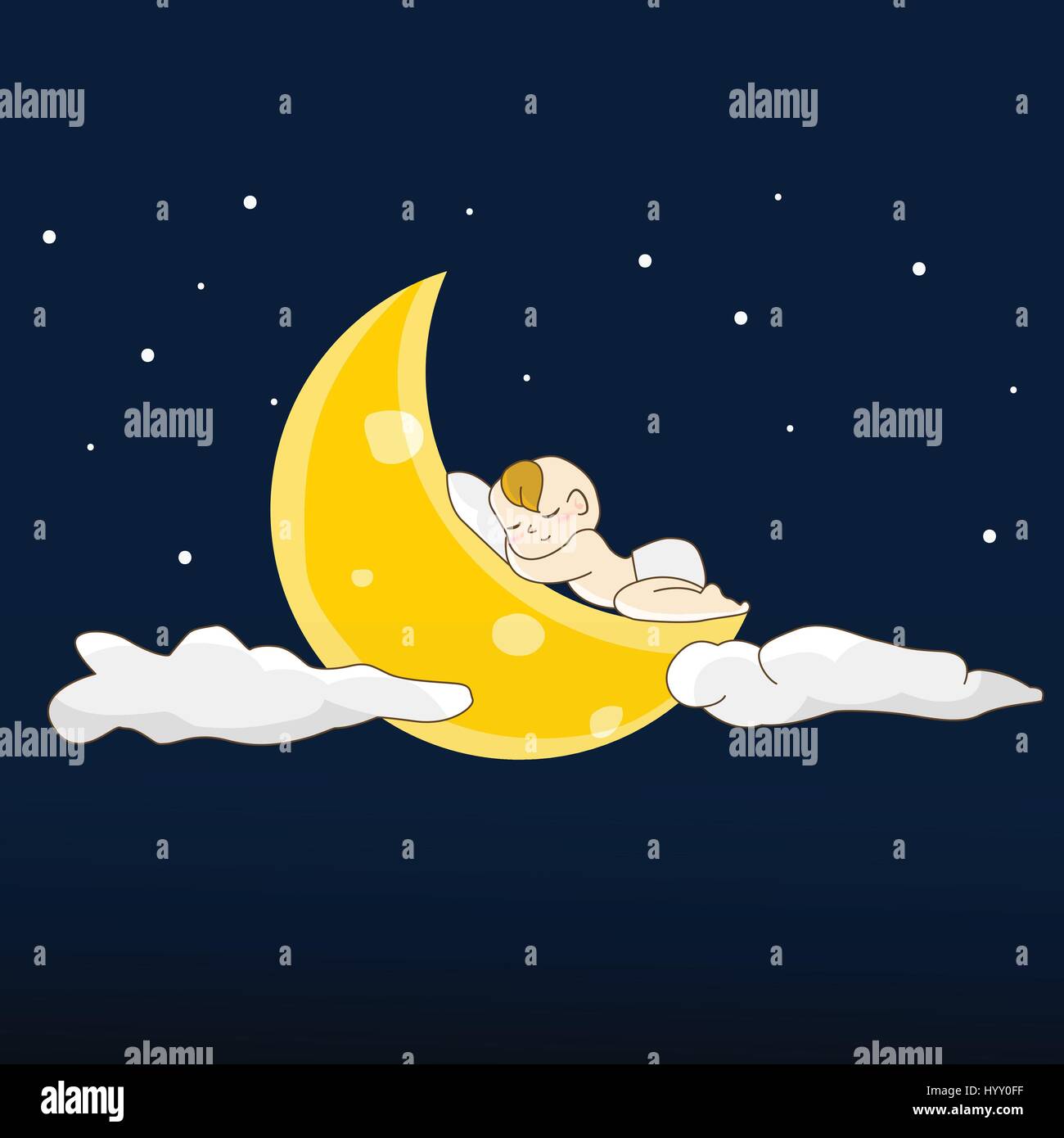 Bebe Dort Sur Une Lune Vector Illustration Image Vectorielle Stock Alamy