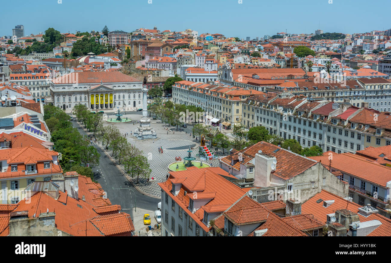 Vue panoramique de l'Elevador de Santa Justa, Lisbonne, Portugal, June-28-2016 Banque D'Images