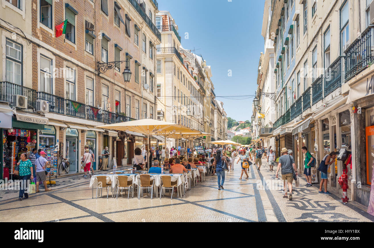 Rua Augusta dans l'après-midi, Lisbonne, Portugal, June-28-2016 Banque D'Images