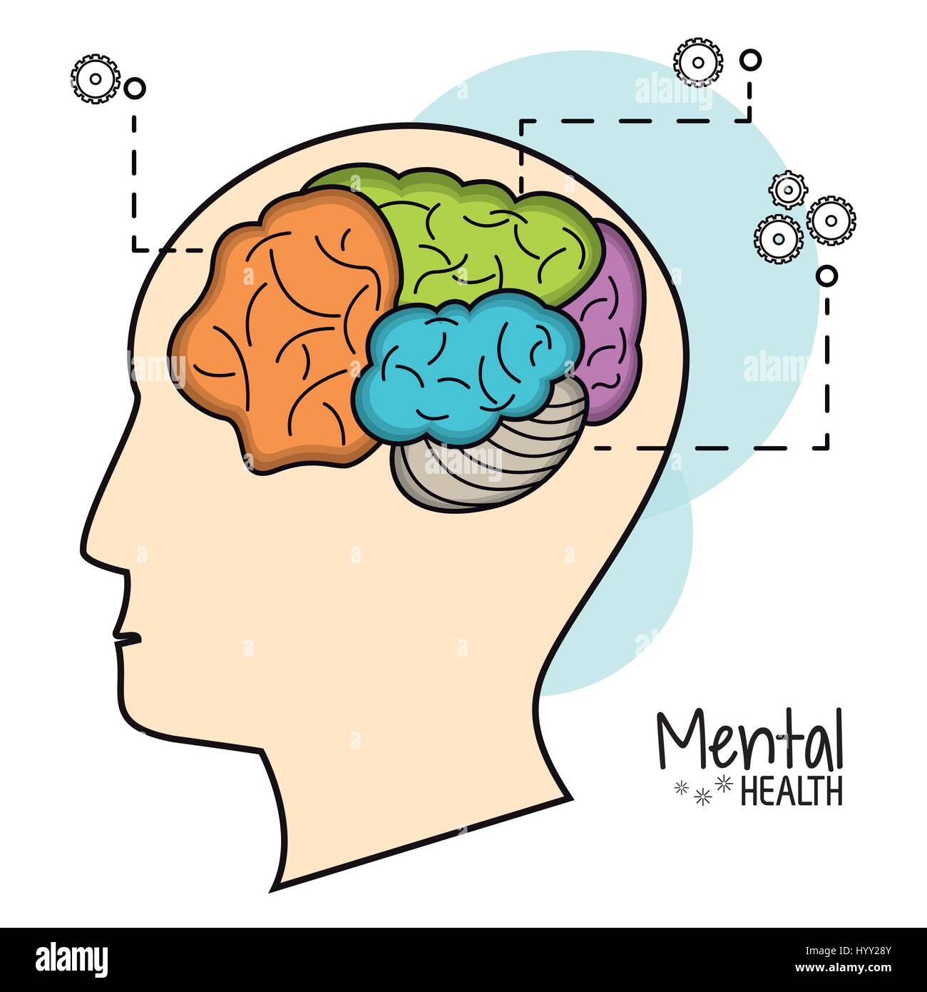 Santé mentale Les fonctions du cerveau droit Illustration de Vecteur