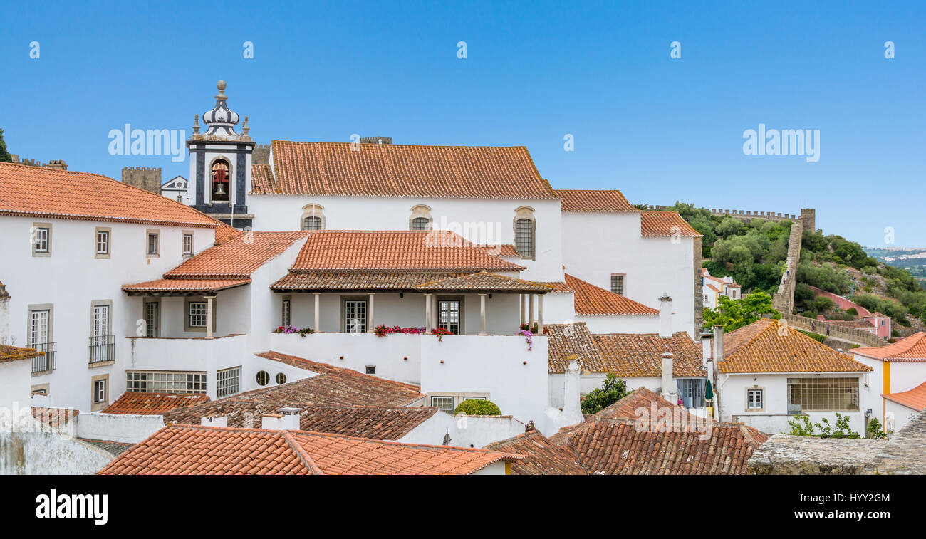 Vue panoramique de l'été à Obidos, district de Leiria, Portugal Banque D'Images
