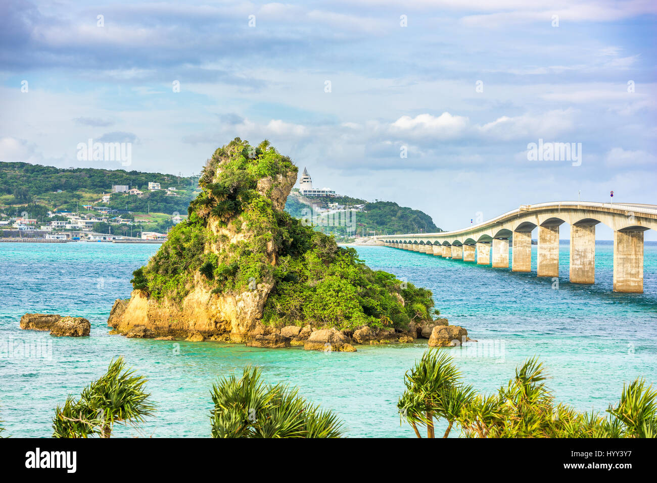 L'Okinawa, Japon à Kouri Bridge et Kouri Island. Banque D'Images