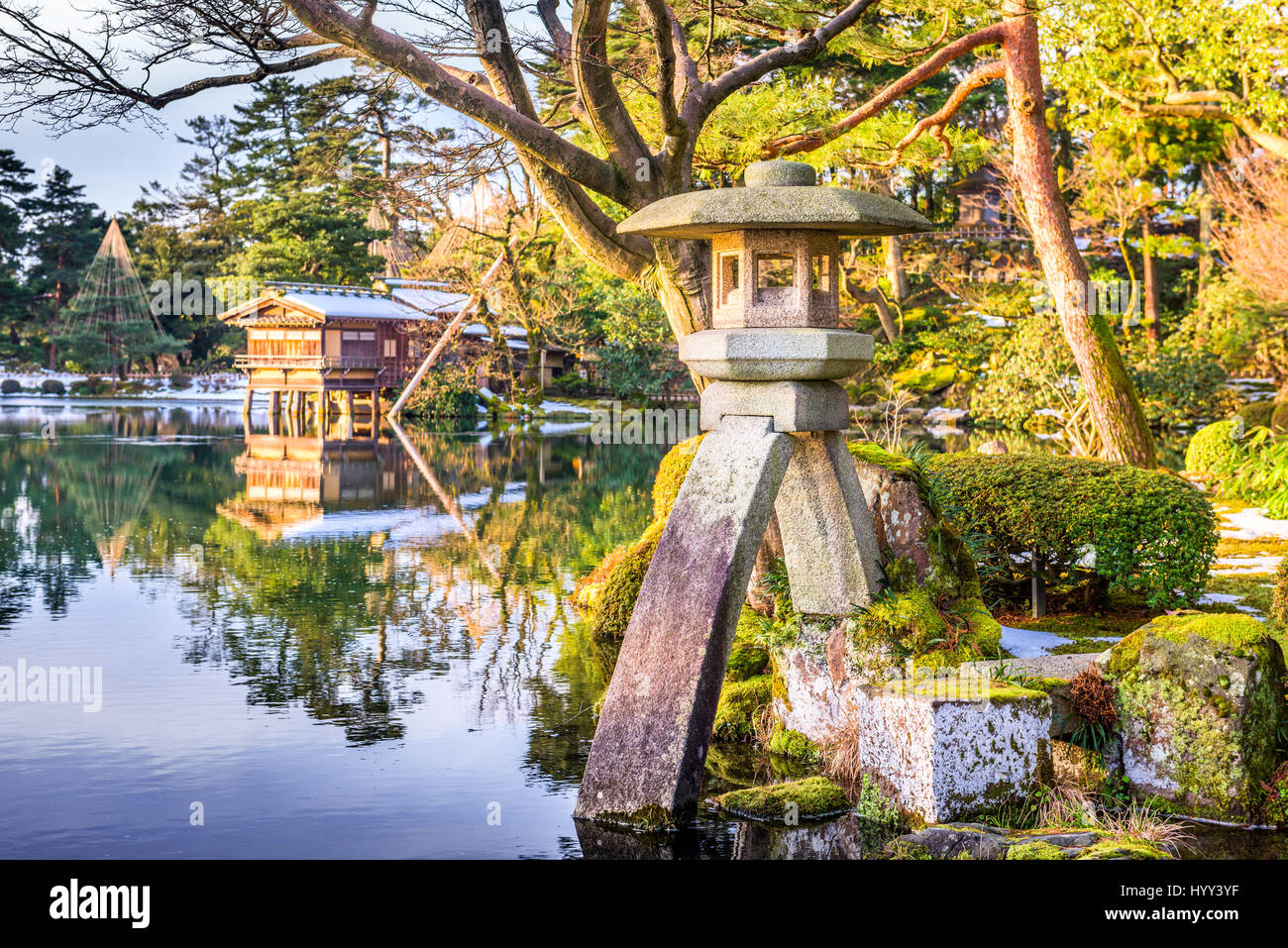 Kanazawa, Japon jardin japonais. Banque D'Images
