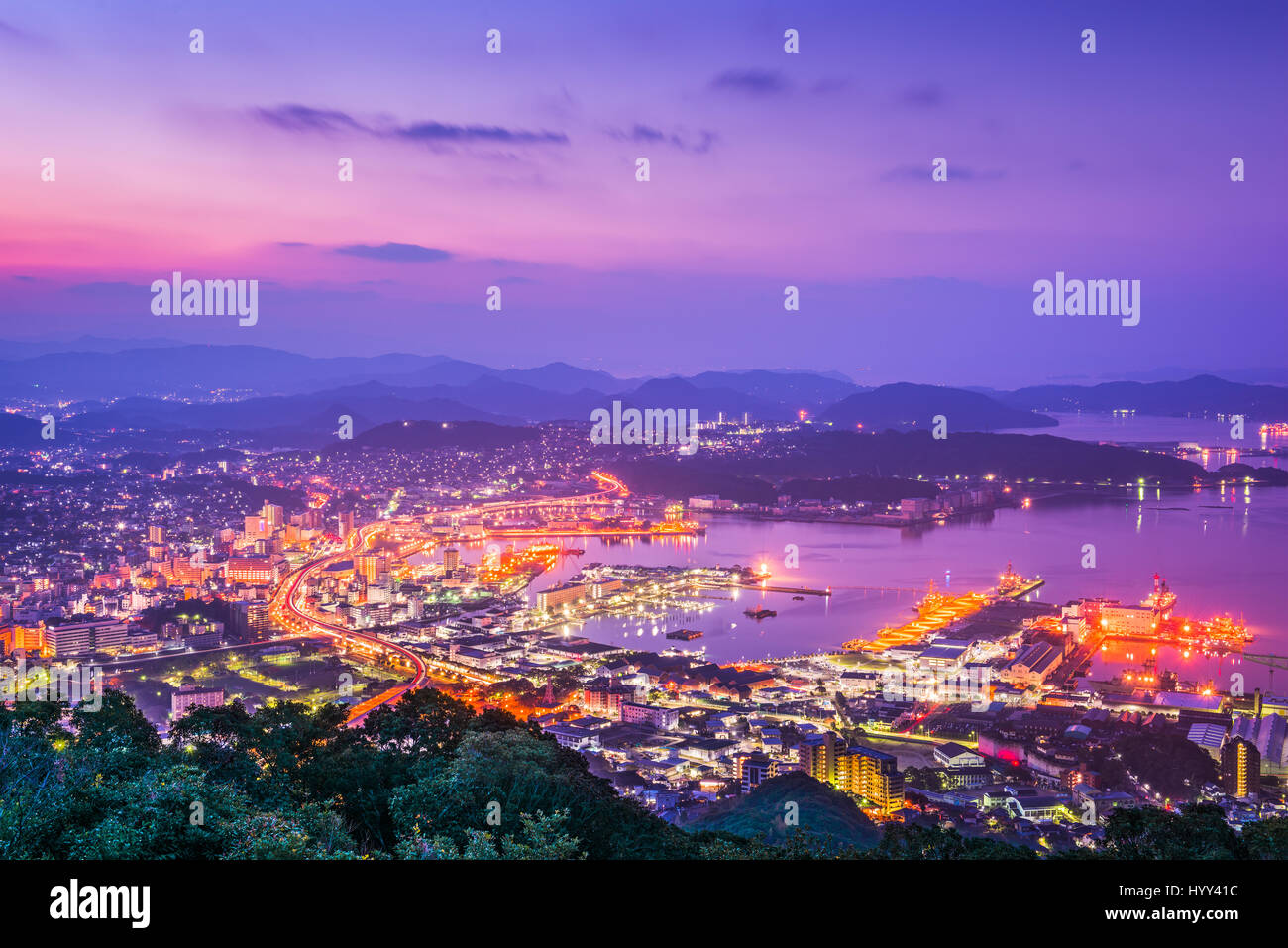 Sasebo, Nagasaki, Japon sur le centre-ville. Banque D'Images