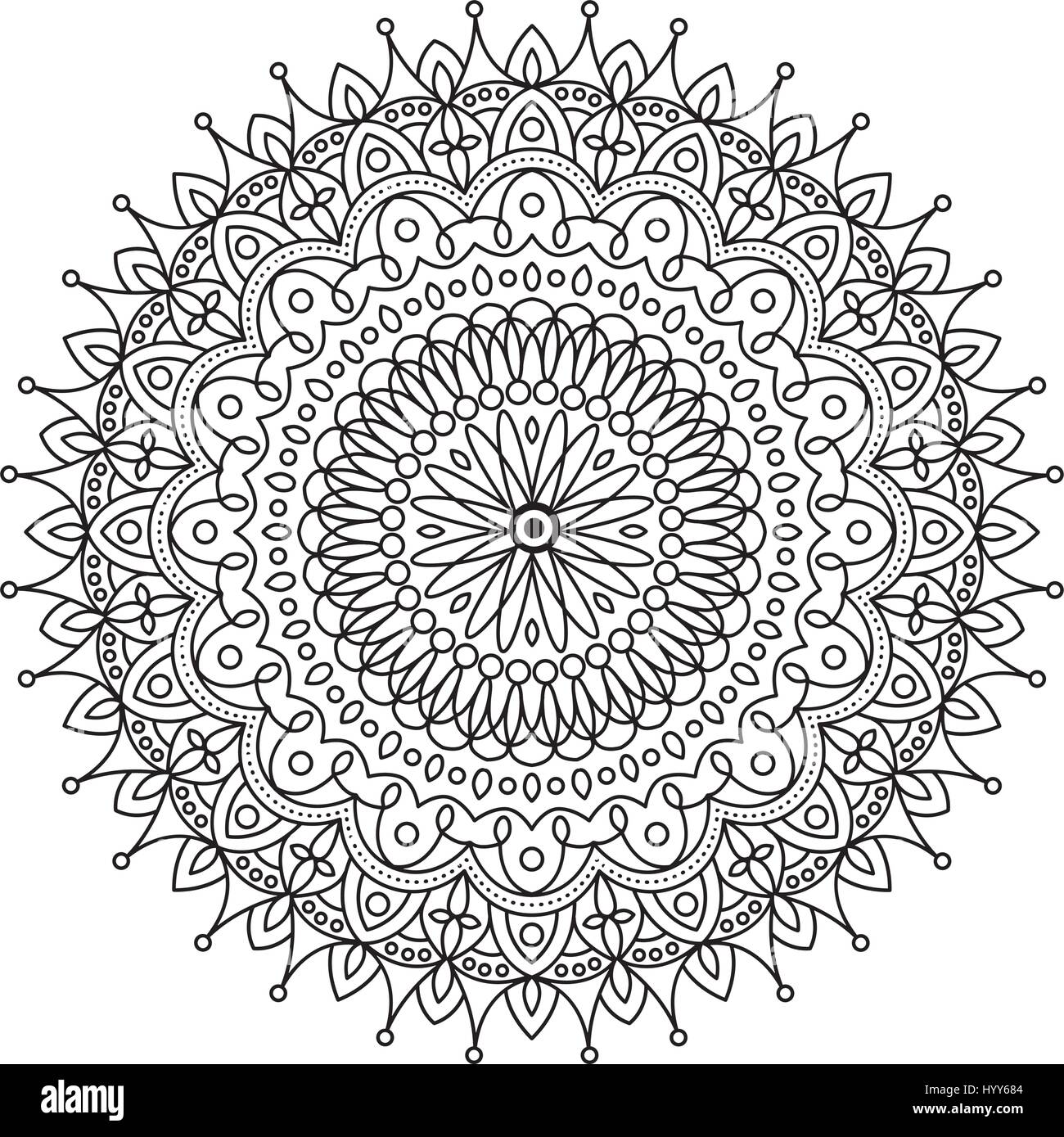 Livre de coloriage Mandala. Circle lace ornement, ornementales, mandala rond noir et blanc. Vecteur de coloriage pour adultes Illustration de Vecteur