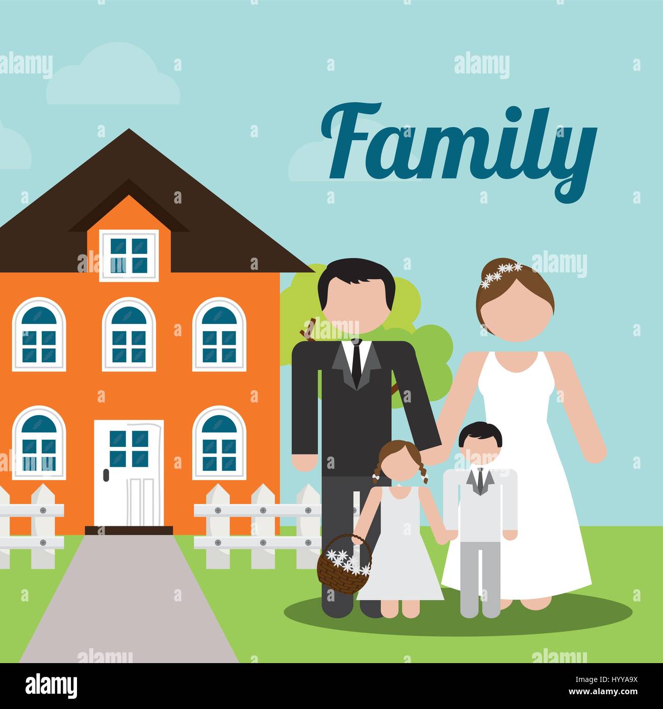 Famille accueil mariage nouvelle chambre libre Illustration de Vecteur