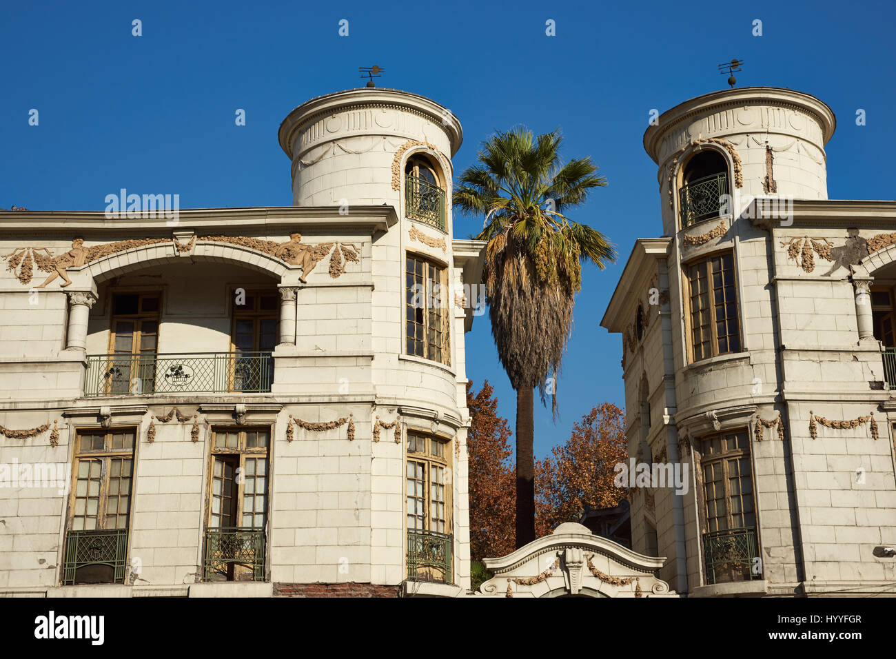 Bâtiments historiques de la zone normale de quinta Santiago, capitale du Chili Banque D'Images