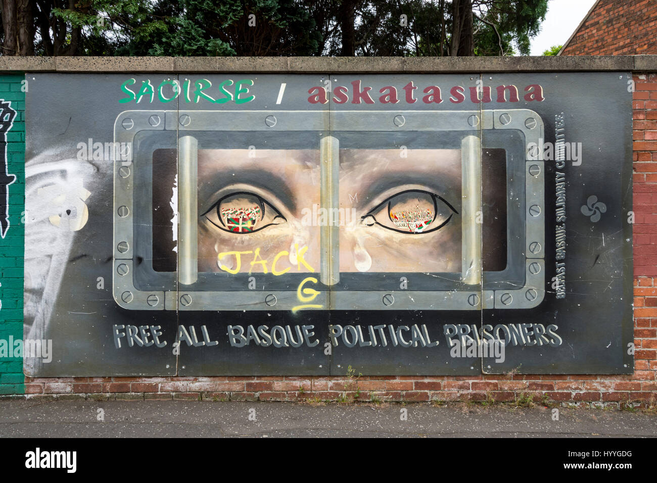 Photo murale sur Beechmount Avenue, off la Falls Road, Belfast, County Antrim, Northern Ireland, UK Banque D'Images