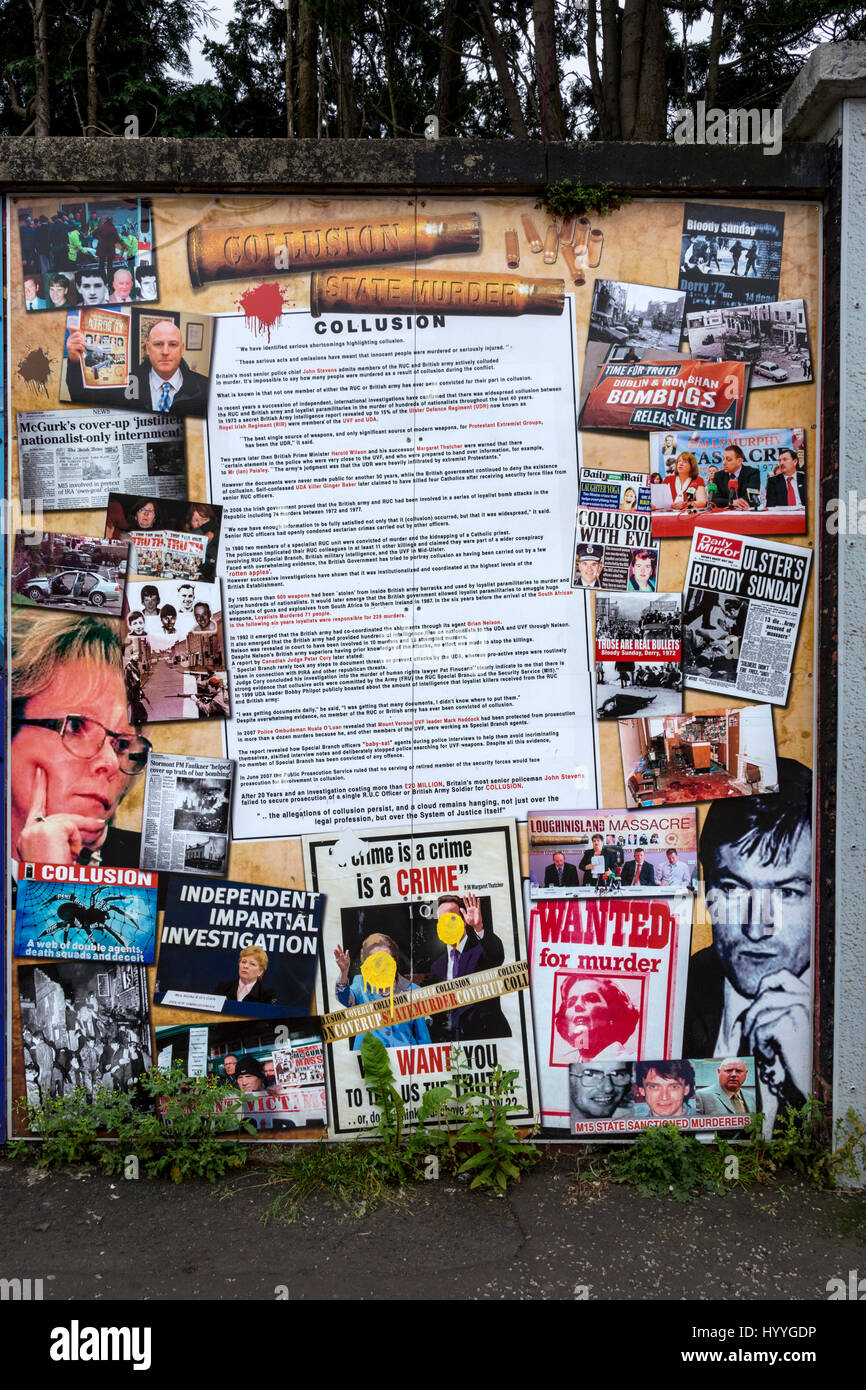 'Collusion' wall mural sur Beechmount Avenue, off la Falls Road, Belfast, County Antrim, Northern Ireland, UK Banque D'Images