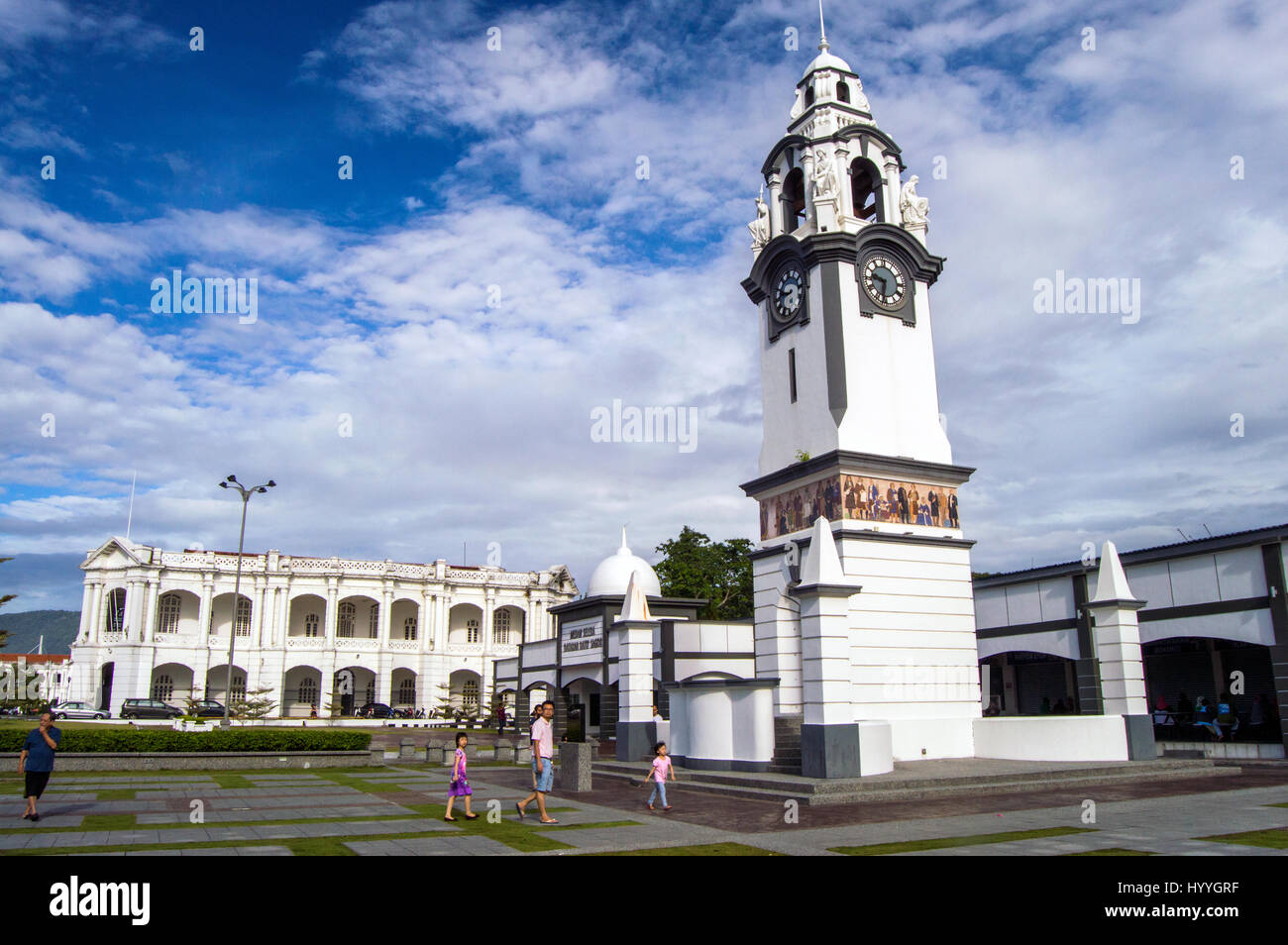 Birch Memorial clock tower et Hôtel de Ville, Ipoh, Perak, Malaisie Banque D'Images