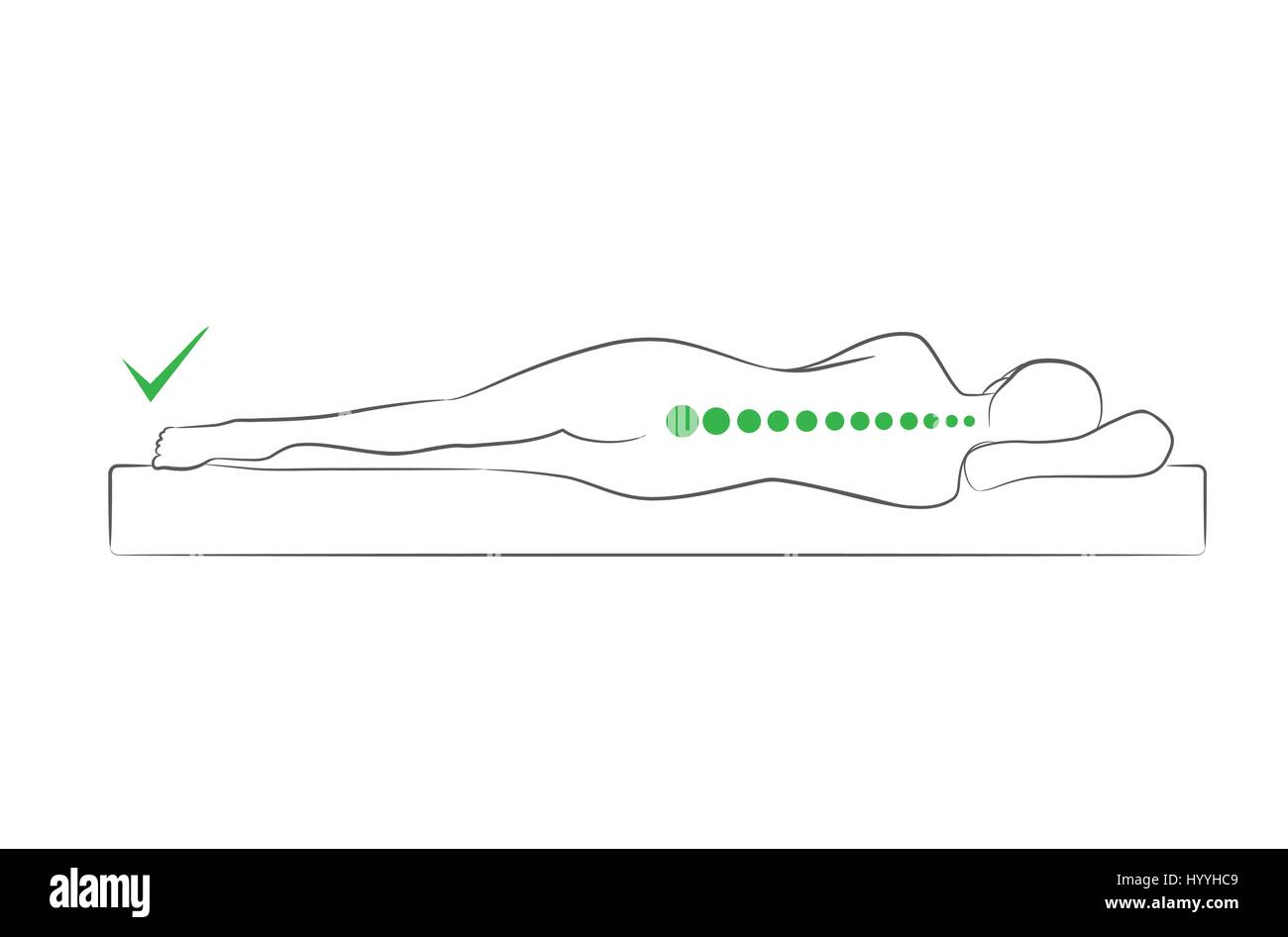 Le bon alignement de la colonne vertébrale pendant le sommeil. Illustration de Vecteur