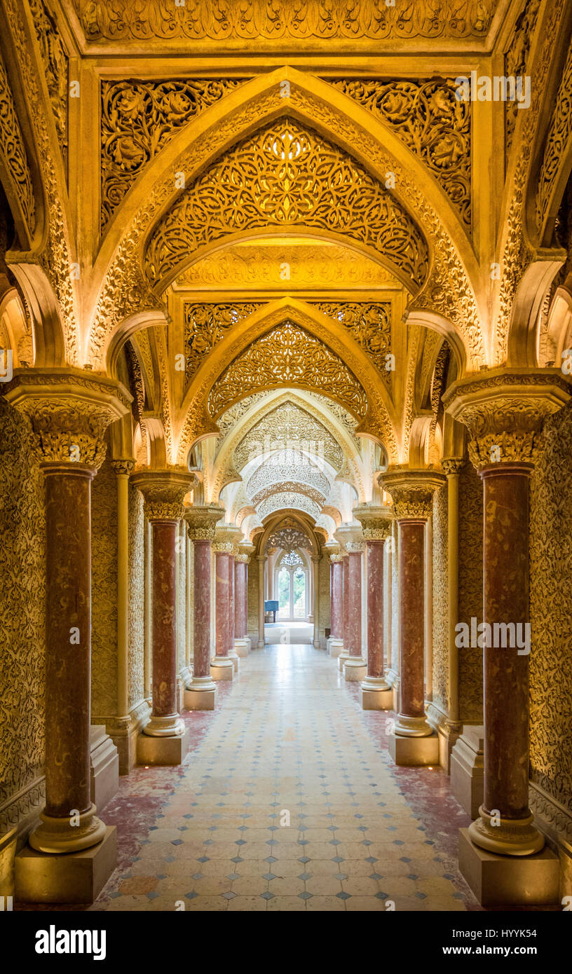 En vue de l'intérieur dans le Palais de Sintra, près de Lisbonne, Portugal, June-28-2016 Banque D'Images
