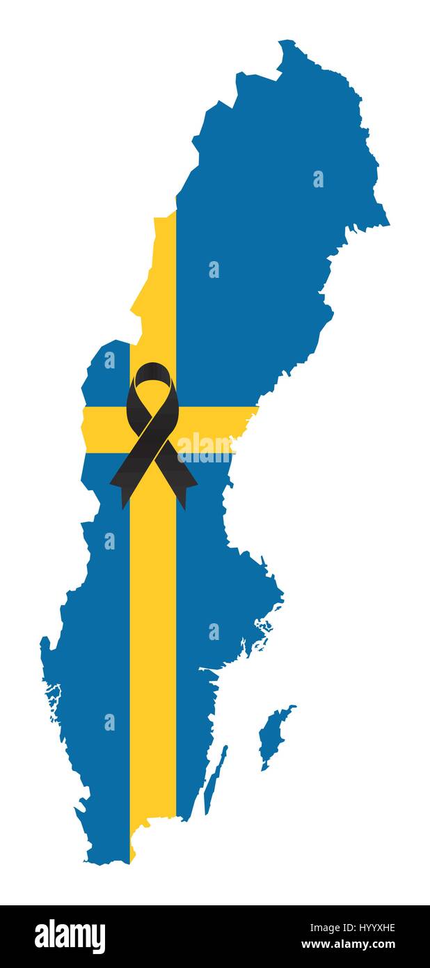Suède - carte de condoléances ruban noir avec drapeau russe Illustration de Vecteur
