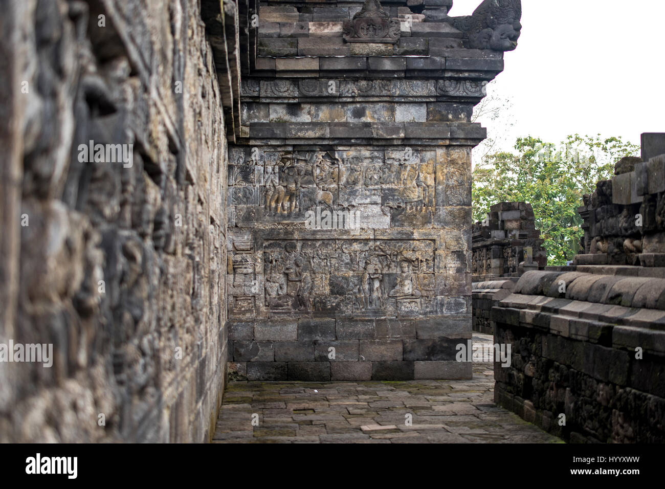 Temple de Borobudur, Yogyakarta, Indonésie, le plus grand temple bouddhiste du monde, UNESCO World Heritage Site Banque D'Images