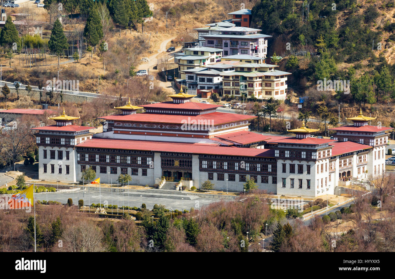 Le parlement à Thimpu, la capitale du Bhoutan Banque D'Images