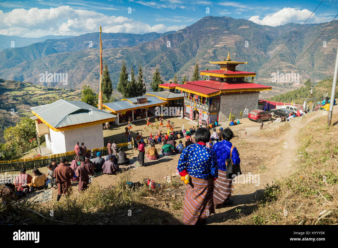 Tsechu dans Shongpu, un petit village dans l'Est du Bhoutan Banque D'Images