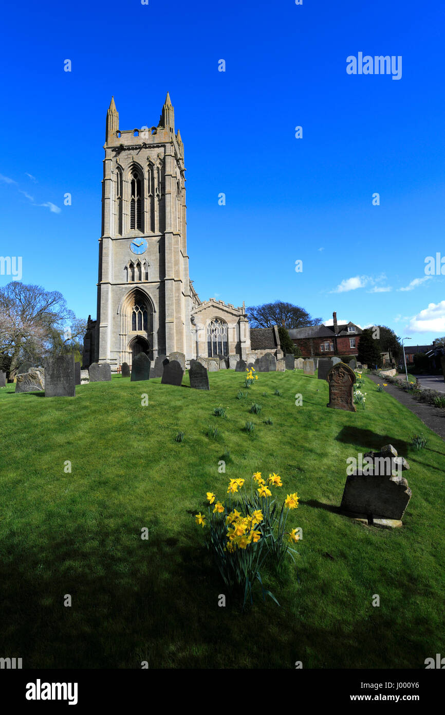 Le printemps, l'église St Andrews, Wissendine, village du comté de Rutland, England, UK Banque D'Images