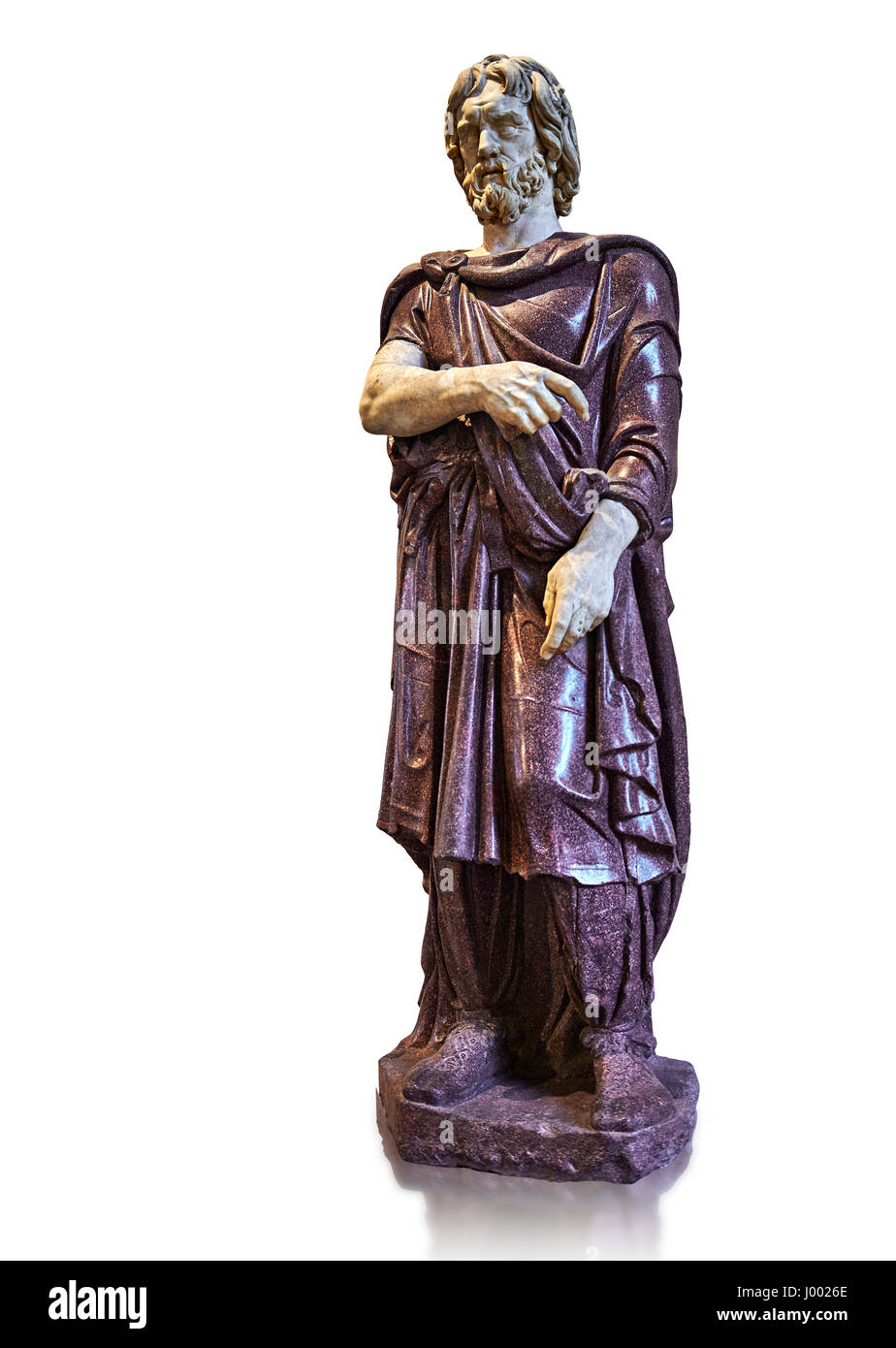 Statue d'un barbare captif - 2ème ANNONCE de siècle Roman sculpture en porphyre dans. Inv n° 331 ou 1385 M. Ma, le Musée du Louvre, Paris. Banque D'Images