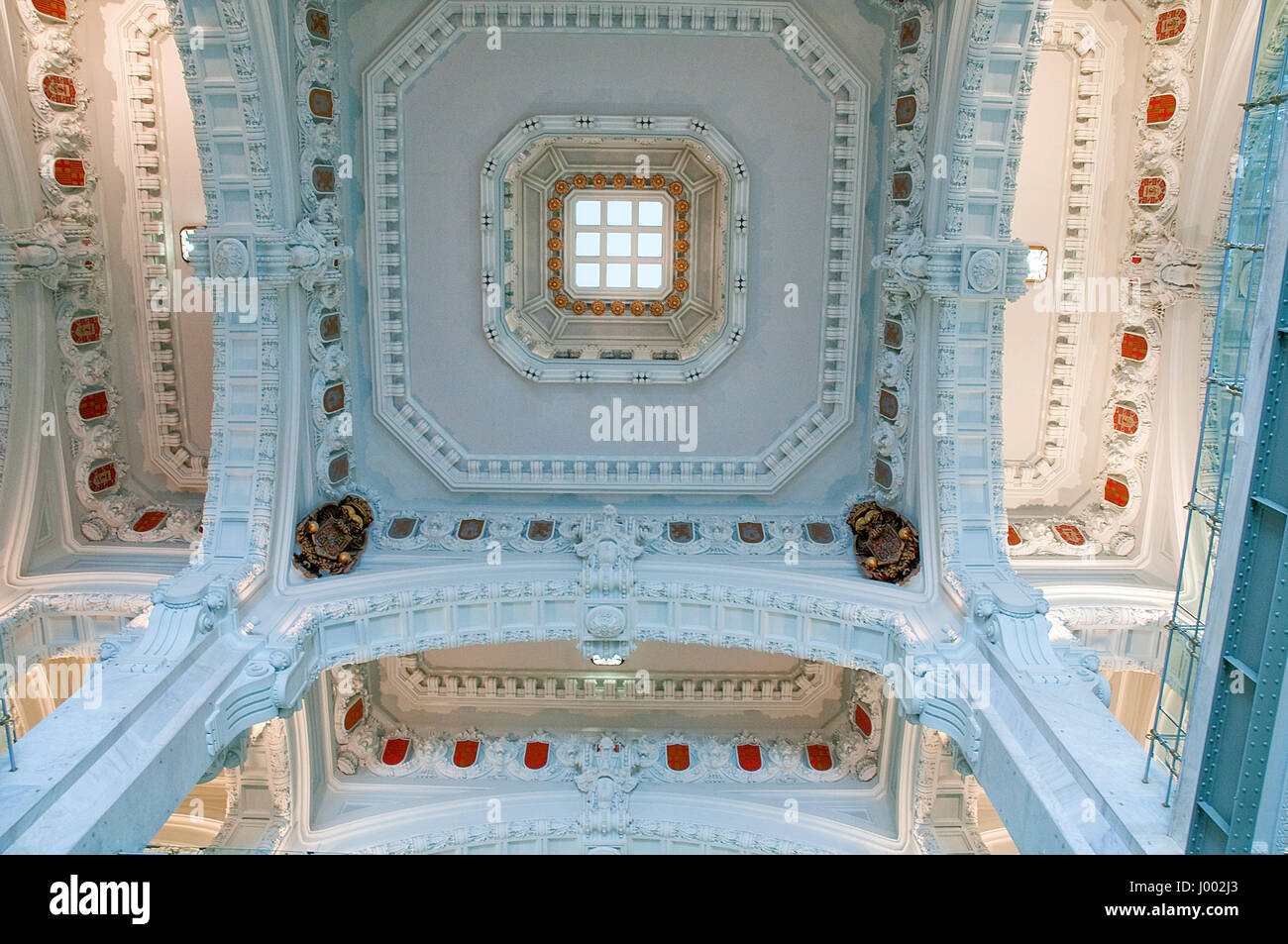 Plafond de Cibeles Palace, une vue. Madrid, Espagne. Banque D'Images