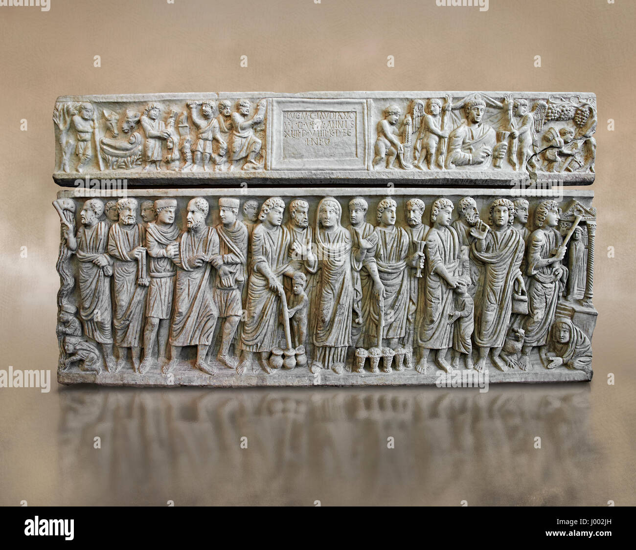 Relief romain sur le sarcophage chrétien de Marcus Claudianus avec des scènes du nouveau testament, c.330AD, Musée National Romain, Rome Banque D'Images