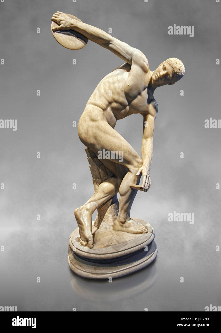 2ème CENT AD sculpture romaine d'un lanceur de disque, le marbre de Paros la Villa Palombara, Esquilino, Rome. Inv 126371 National, Musée romain, Rome, Banque D'Images