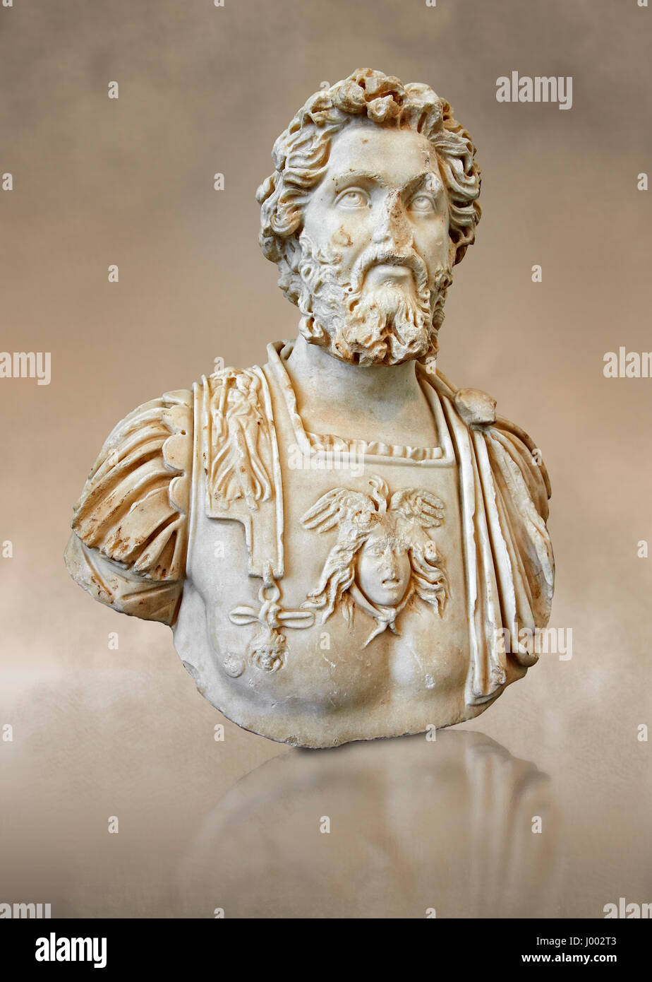 La sculpture romaine buste de Septime Sévère fait entre 196 et 197 AD et fouillée de Ostia. Le Musée National Romain, Rome, Italie Banque D'Images