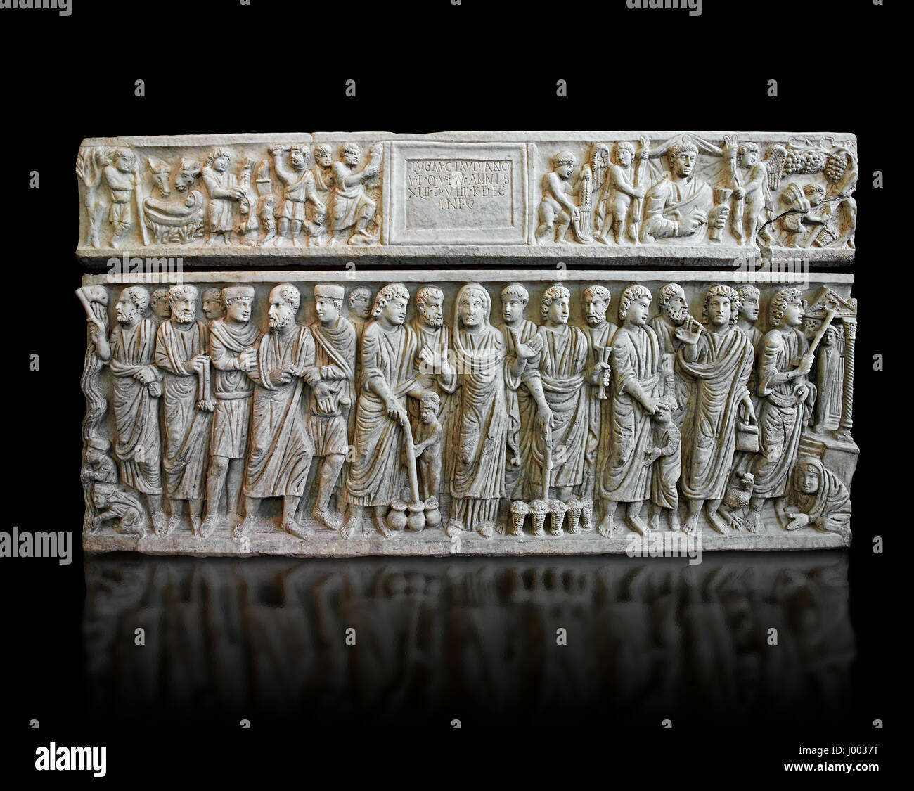 Relief romain sur le sarcophage chrétien de Marcus Claudianus avec des scènes du nouveau testament, c.330AD, Musée National Romain, Rome Banque D'Images